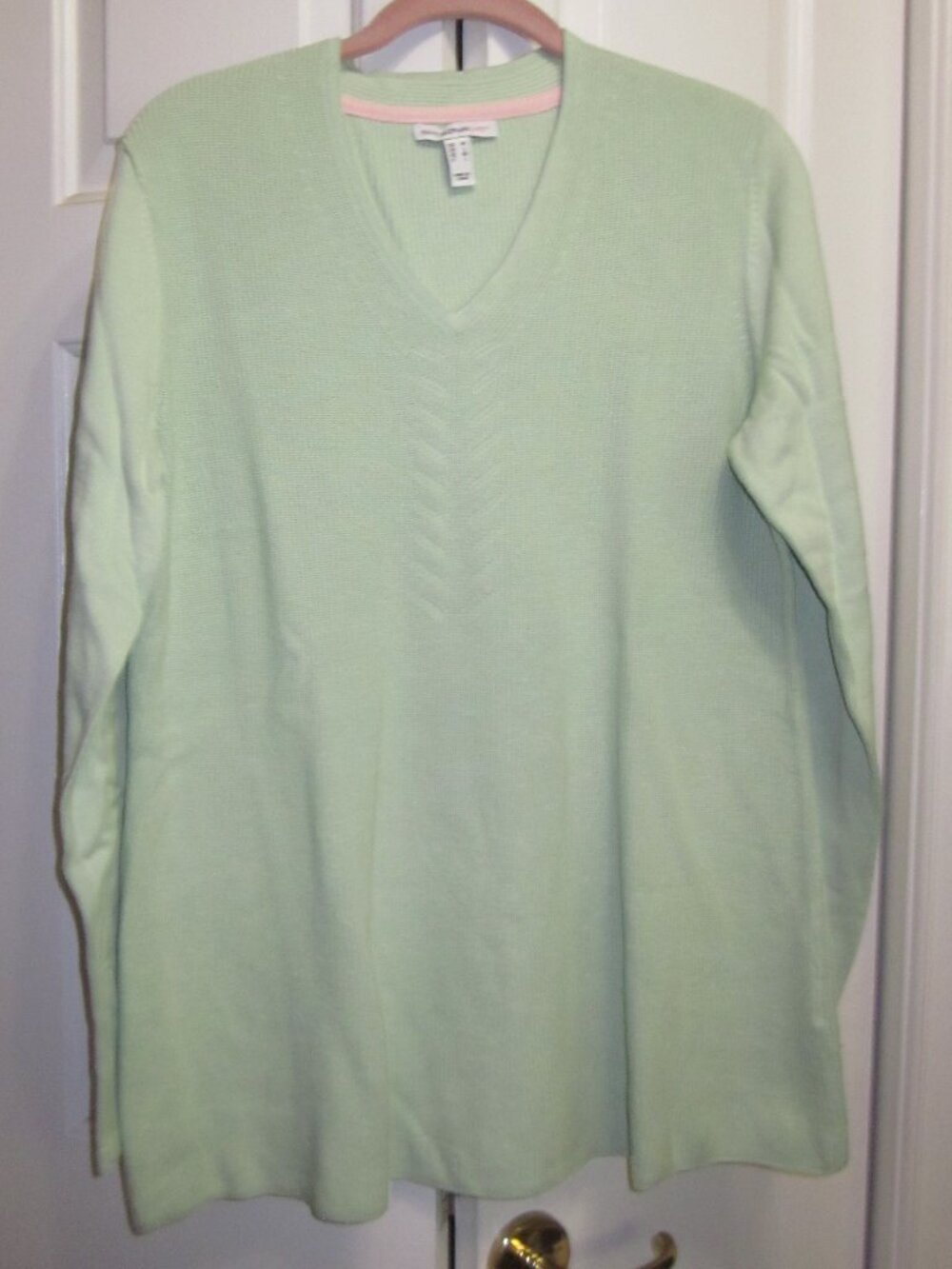 Isaac Mizrahi Swing Shaker Stitch Sweater Green Sz M